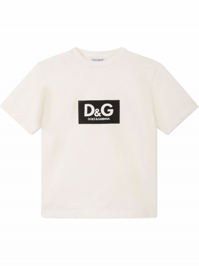 Dolce & Gabbana Kids T-shirt bianca con stampa nera