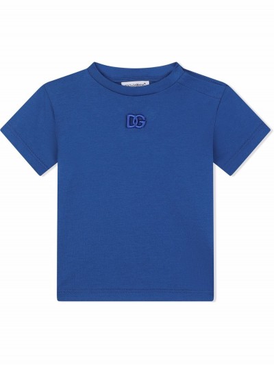 Dolce & Gabbana Kids T-shirt blu con ricamo