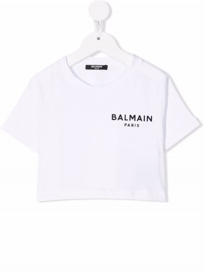 Balmain kids T-shirt con stampa crop
