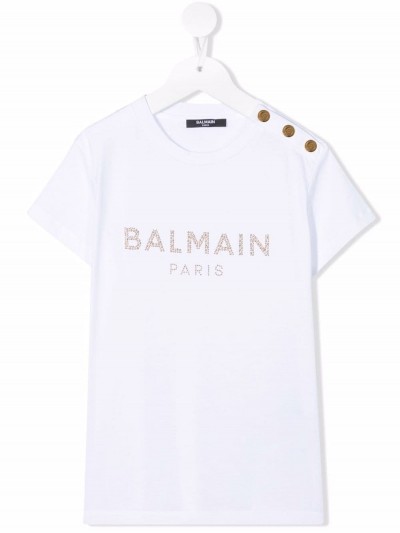 Balmain kids T-shirt bianche con borchie
