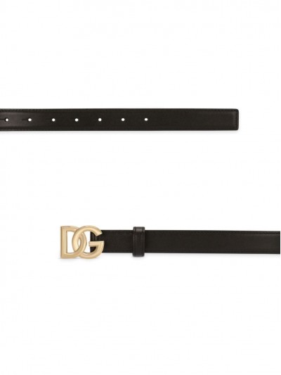 Dolce & Gabbana Cintura nera in pelle di vitello con logo