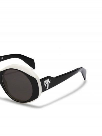 Palm Angels Black and white oval glasses