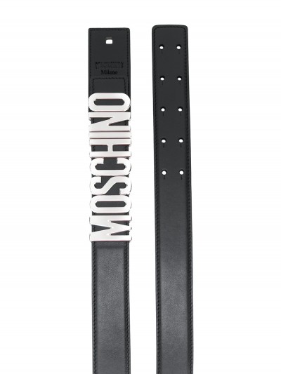 Moschino Belt with silver buckle and logo in letters