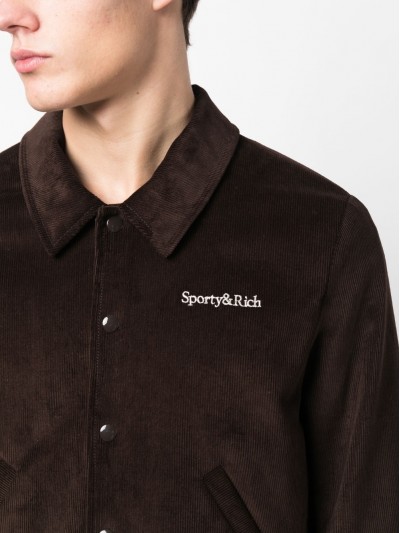 Sporty & Rich Brown bomber jacket with embroidery