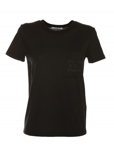 Max Mara Cotton T-shirt with black pocket "Valid"