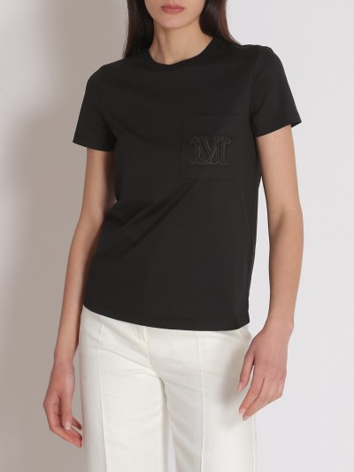 Max Mara Cotton T-shirt with black pocket "Valid"