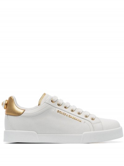 Dolce & Gabbana Sneakers Portofino con logo e retro oro