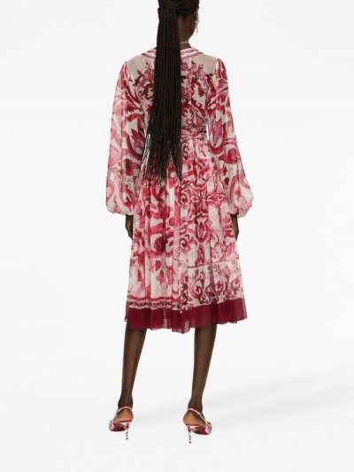 Dolce & Gabbana Abito in seta con stampa maiolica