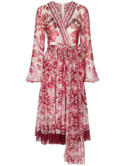Dolce & Gabbana Abito in seta con stampa maiolica