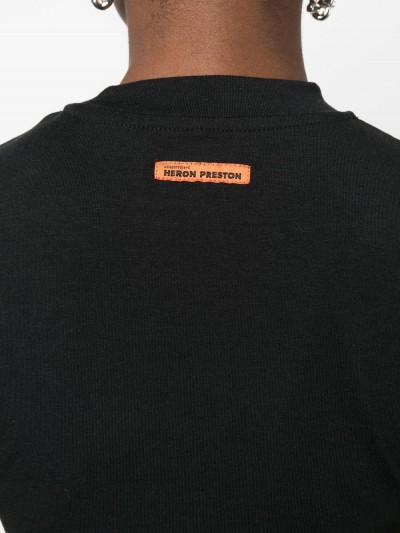 Heron Preston T-shirt nera crop con stampa