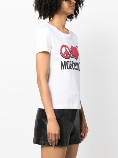 Moschino Jeans T-shirt bianca con stampa