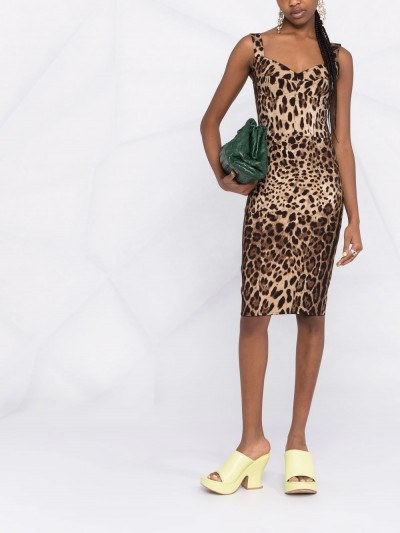 Dolce & Gabbana Abito smanicato con stampa leopardo