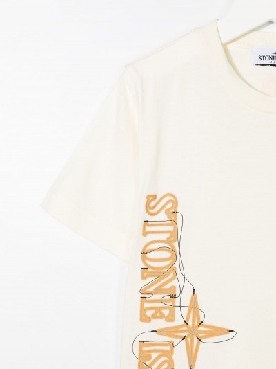 Stone Island kids T-shirt con stampa logo oro