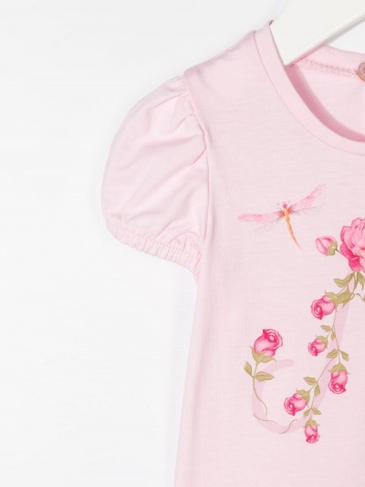 Monnalisa T-shirt rosa con stampa fiori
