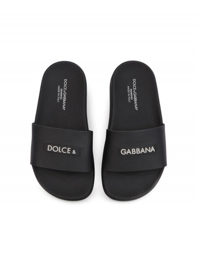 Dolce & Gabbana Kids Ciabatta nera con logo