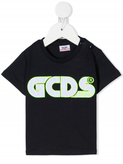 Gcds Kids T-shirt nera con stampa logo