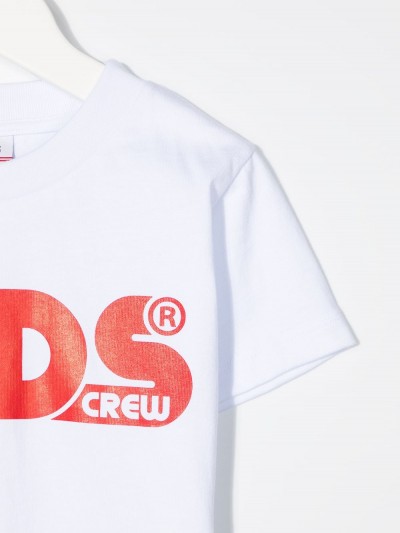 Gcds Kids T-shirt bianca con logo rosso