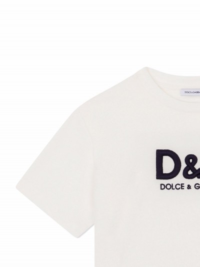 Dolce & Gabbana Kids T-shirt bianca con logo DG