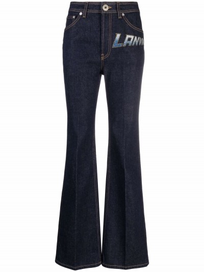 Lanvin Jeans scuro con logo glitter flare